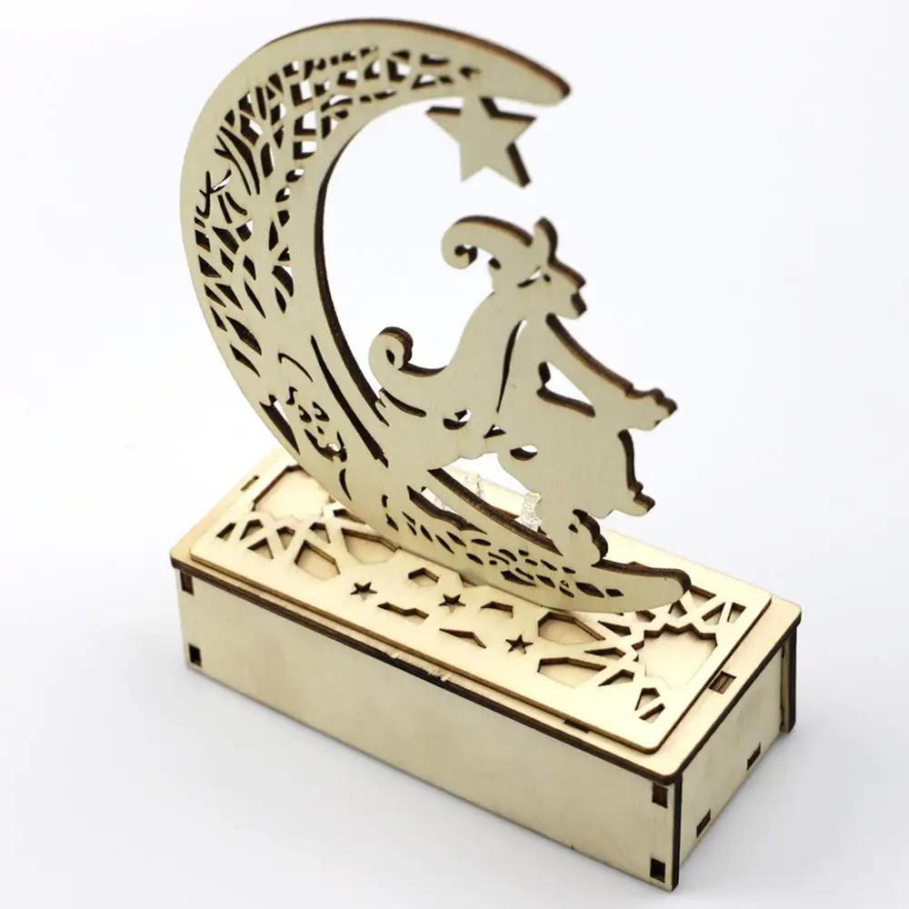 Хэллоуин деревянные украшения Луна ремесло с светодиодный светильник украшение