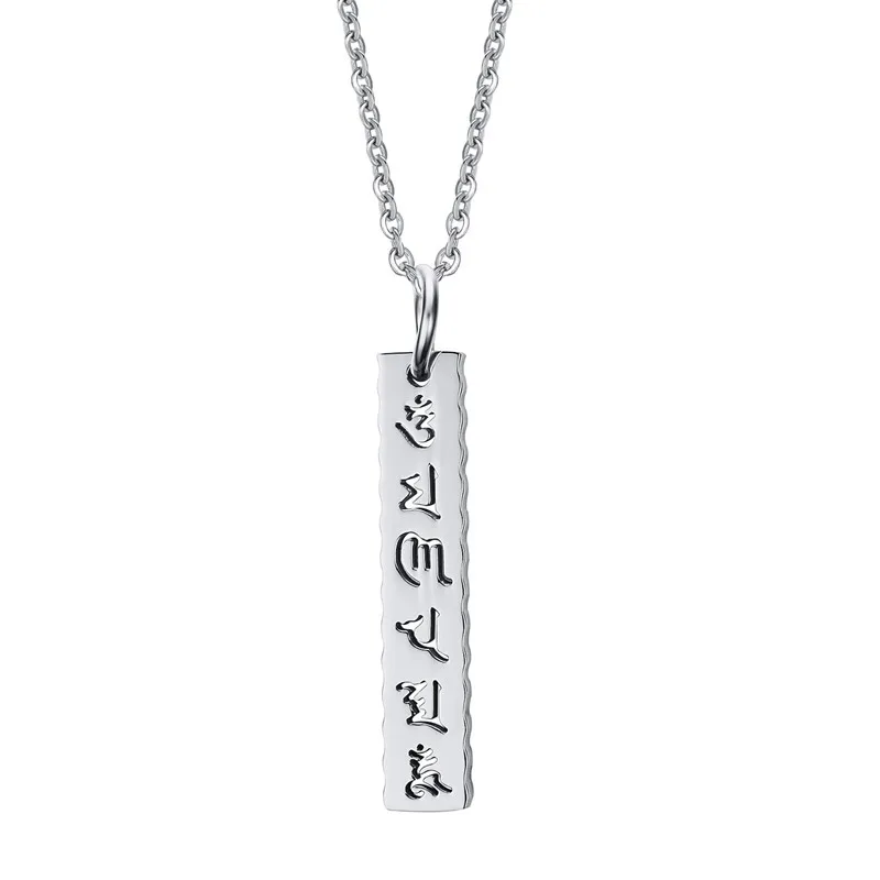 

GorGor 2020 Fashion Religious Stainless Steel Hollow Six-character Mantra Pendant Necklace for Elegant Women Gift PN-390S