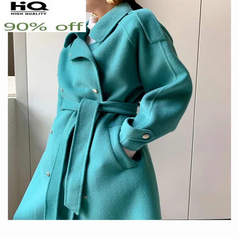 

Spring Autumn 95% Wool Coat Female Elegant Long Cashmere Woolen Jacket Women Manteau Femme Hiver 2022 Fit Blend Coat 8265