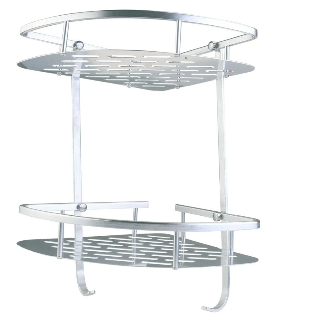 

Space Aluminum 2-tier Shower Triangle Storage Shelf Shampoo Holder Bathroom Corner Rack Accessories
