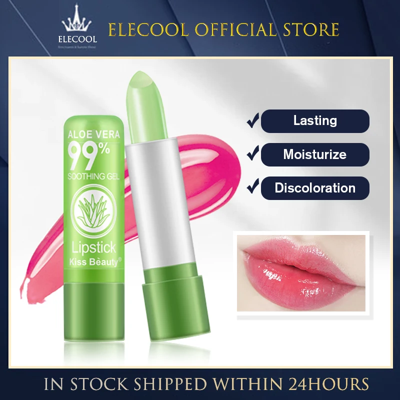 

Aloe Vera Lipstick Color Mood Changing Moisturizing Waterproof Temperature Lip Balm Long-Lasting Anti Aging TSLM1