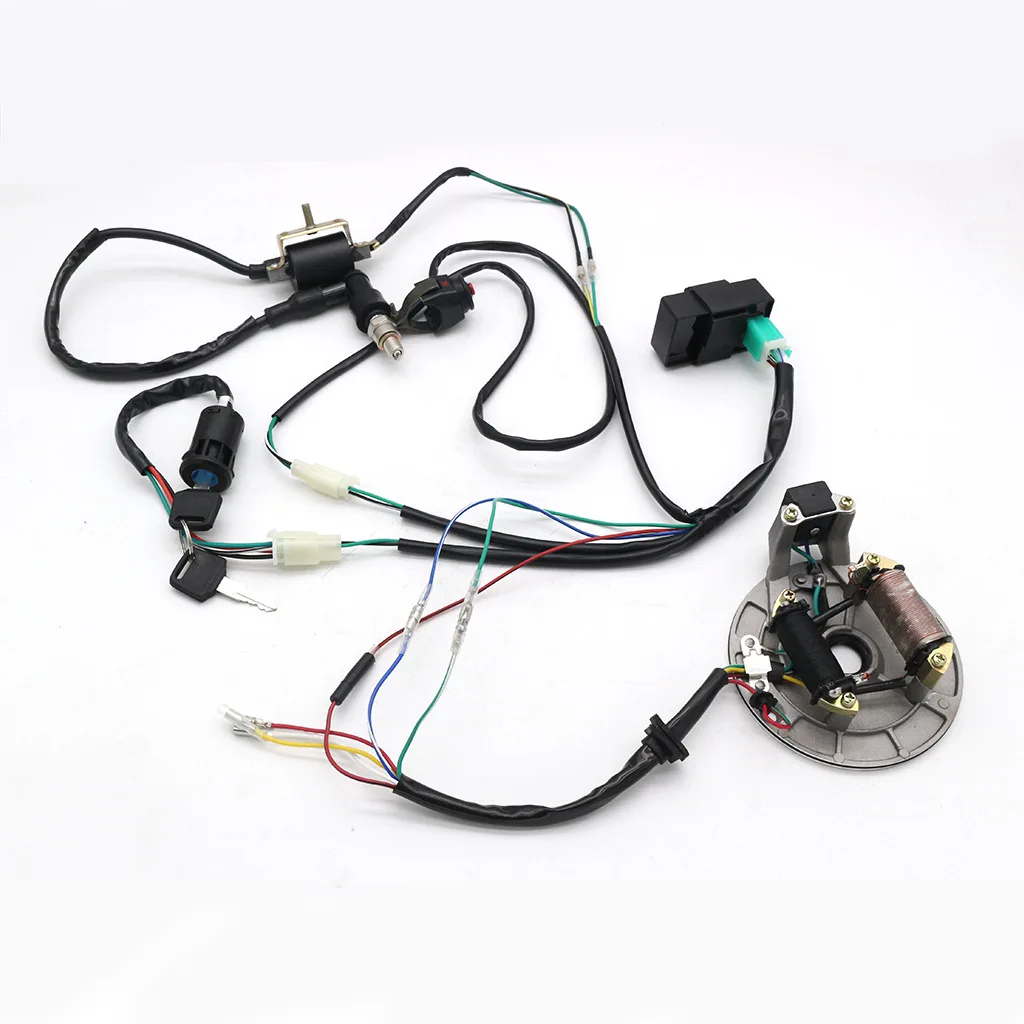 Electrics Wiring Loom Harness Kill Switch Ignition Coil CDI Spark Plug Magneto coil Stato For 50-125cc Kick Start Dirt Pit Bike |