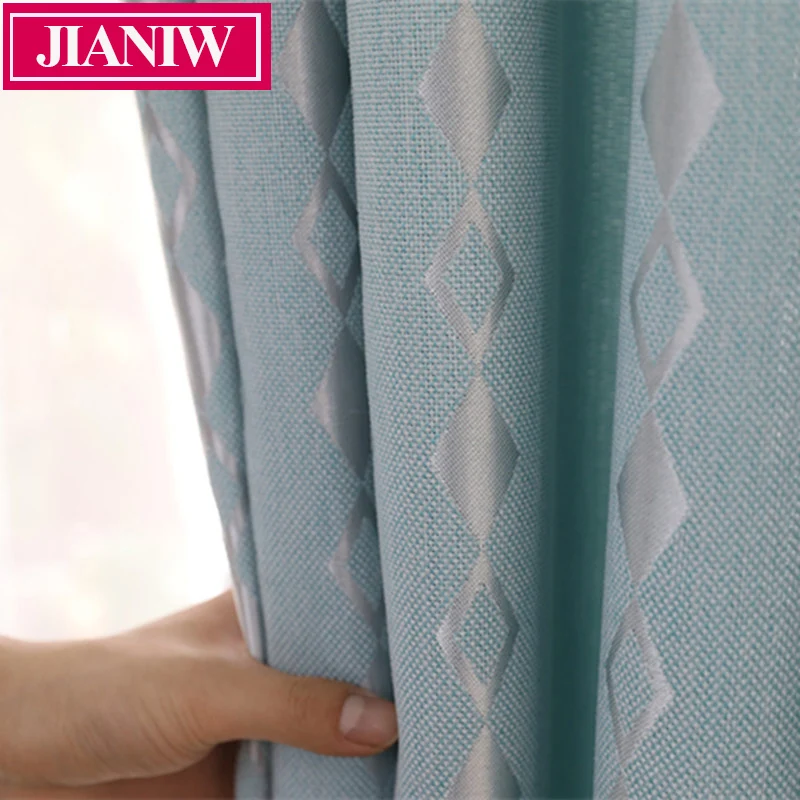 JIANIW Роскошные жаккардовые с геометрическим узором оконные синие