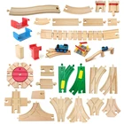Набор деревянных железнодорожных путей из бука, детские игрушки, подарки, Обучающие деревянные игрушки для детей