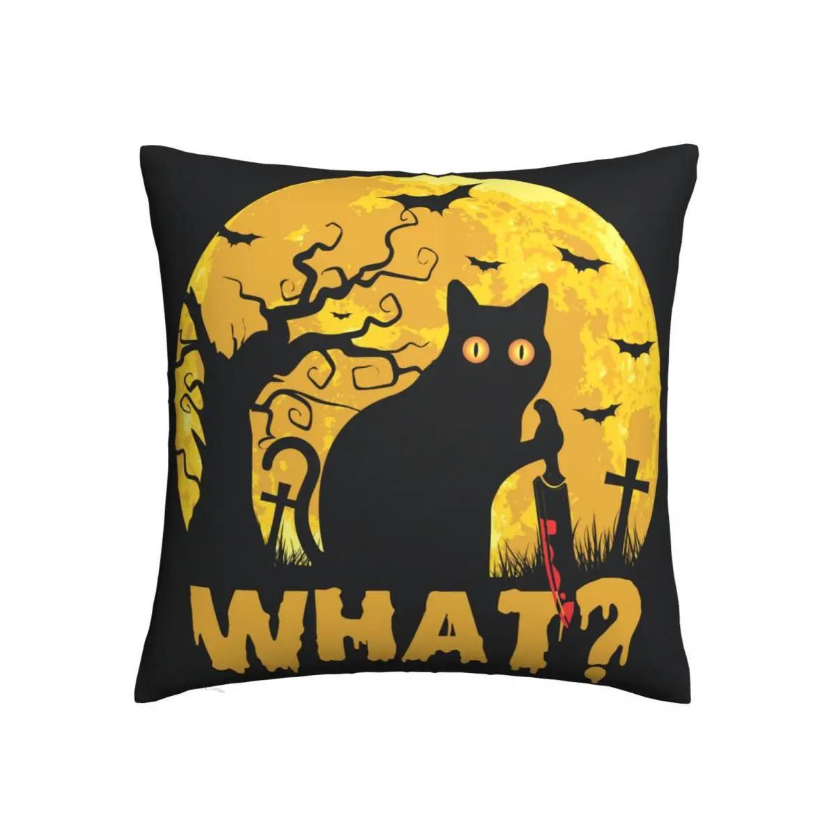Чехол-накидка на подушку с изображением кошки Хэллоуин летучая мышь Дорожный