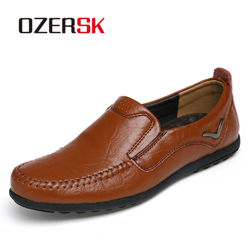 OZERSK/брендовая модная мягкая обувь на все сезоны Мужские лоферы Кожаная высокого