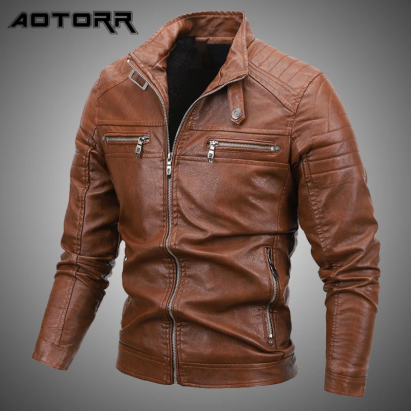 

Street Motorcycle Men Leather Jacket Autumn Winter 2021 New Thick Warm Coat Men's Classic Bomber Jackets Casual Outwear
