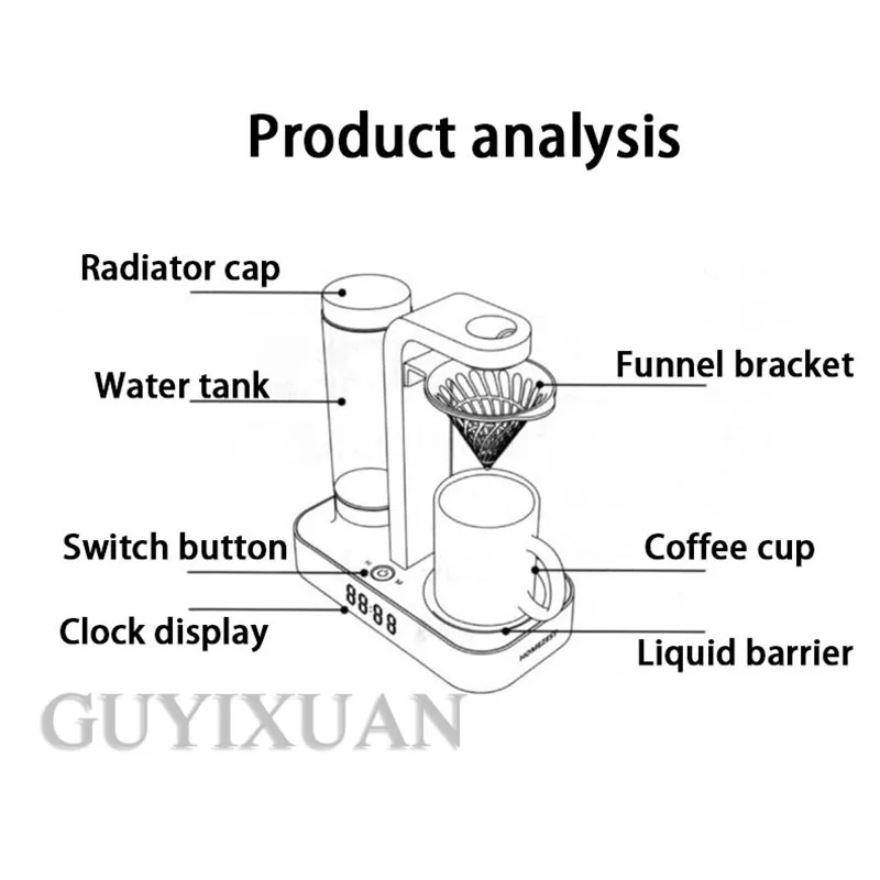 600 Вт маленькая американская капельная кофемашина Офисная умная бытовая