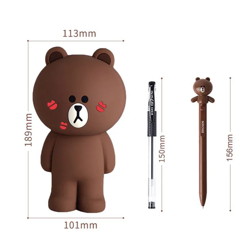 kiss bear 3D мультяшный Чехол-карандаш на молнии для детей, канцелярские принадлежности, школьные офисные принадлежности, пенал, силиконовая сумка для ручек, пенал - Цвет: kiss bear