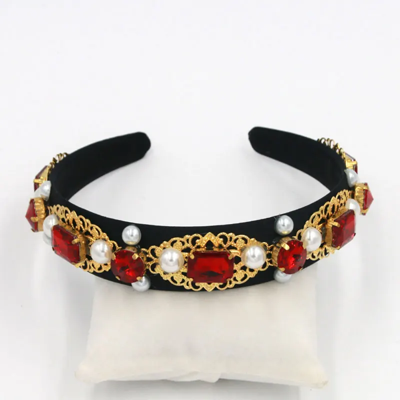 Fioday новые барокко красные стразы жемчужные повязки для женщин золотые