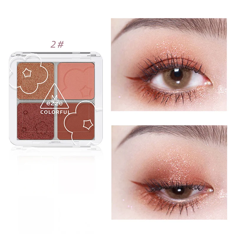 4 Colors Sequins Eyeshadow Earth Color Peach Blossom Mini Portable Pearlescent Waterproof Palette TSLM1 |