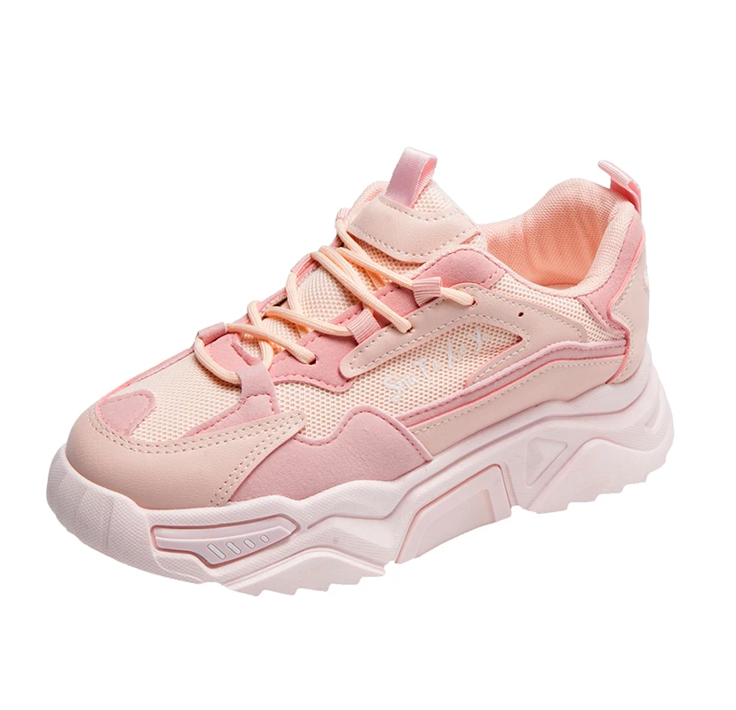 

Chunky sneakers women breathable mesh leather patchwork casual shoe comfortable sports shoe women platform sneaker fashionable