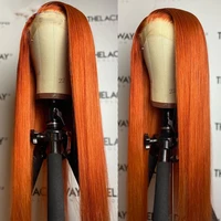 ginger orange 180 density 26 inch long straight synthetic front lace wig for black women babyhair preplucked cosplay daily