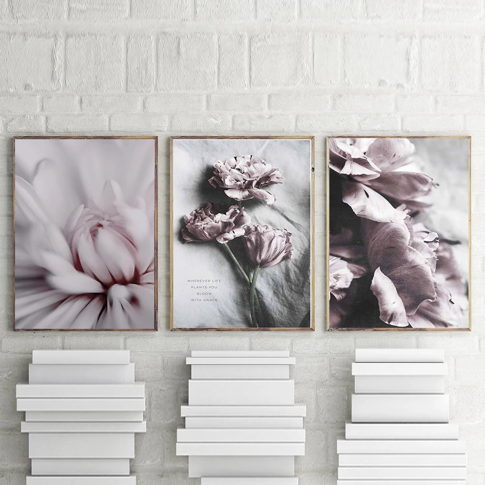 Румяна фиолетовые цветы холст художественный плакат стильные пионы