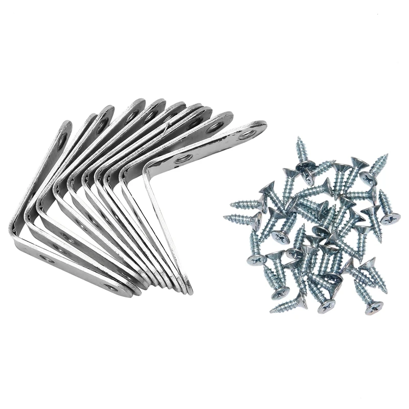 

10Pcs 50X50MM with Screws Heavy-Duty "L"-Shaped Decorative Joint Corner Bracket Shelf Rack Wall Mount Bracket