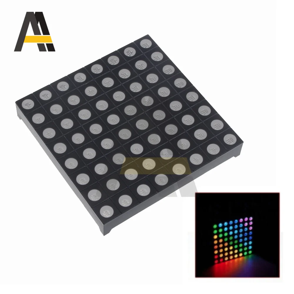 

RGB Flexible 5MM Full-color RGB Dot Matrix Screen 8X8 3 MBI5168 M54564 Matrix Driver shield with RGB Led for Arduino AVR top