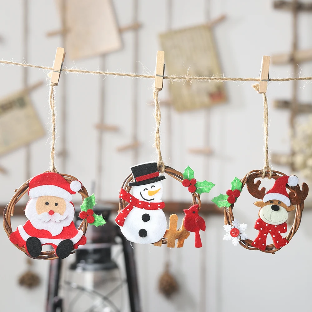 1 шт Санта Клаус снеговик лося деревянный венок Рождественская елка Украшение