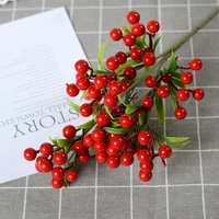 red berries christmas decorative artificial plants fa cai guo wild fruit 8 fork fruit artificial berries