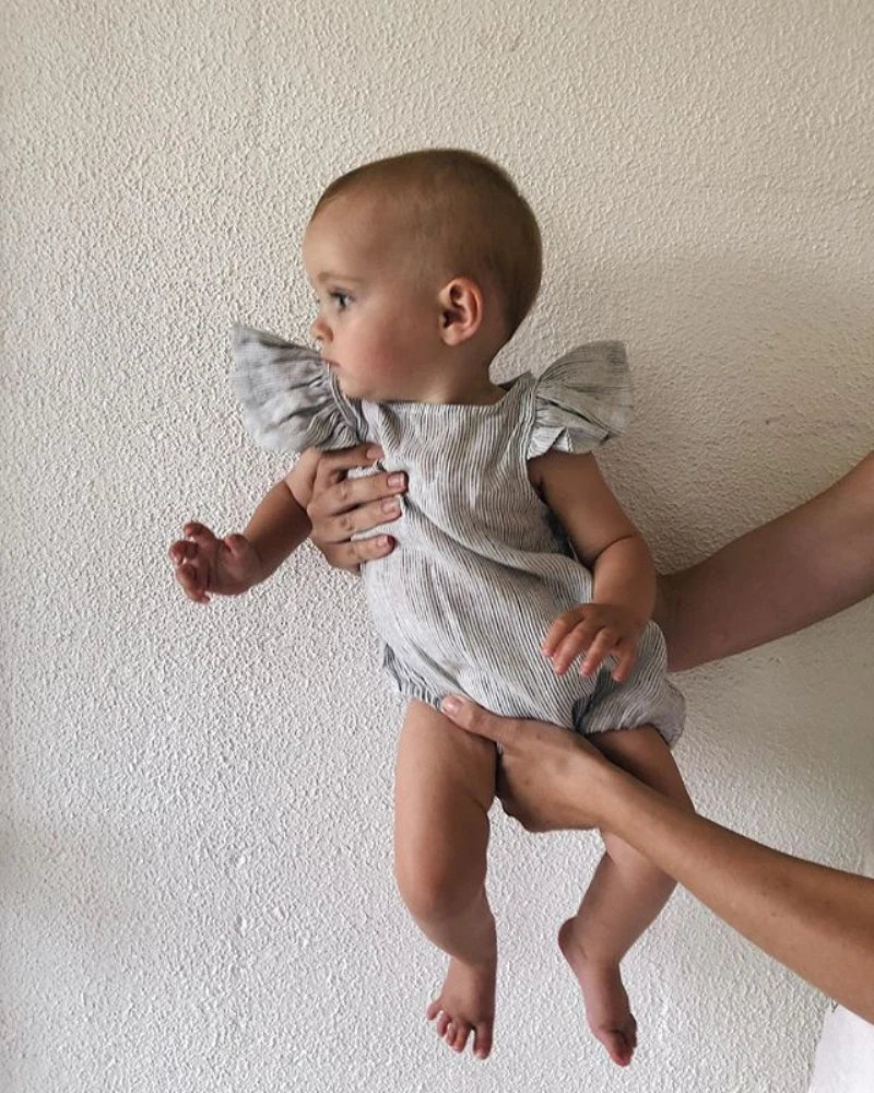 Детский комбинезон для новорожденных девочек и мальчиков хлопковый в полоску