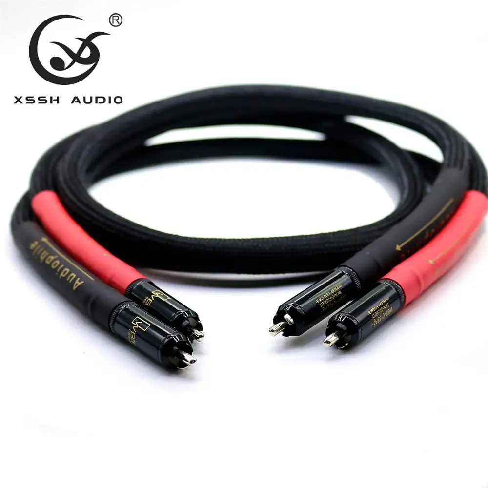 

1 Pair 2pcs XSSH Hi-end HIFI FA-220 PVC 2 Core Pure Copper OFC PCOCC WBT-0102 Male RCA to RCA Auido Cable Cord Wire