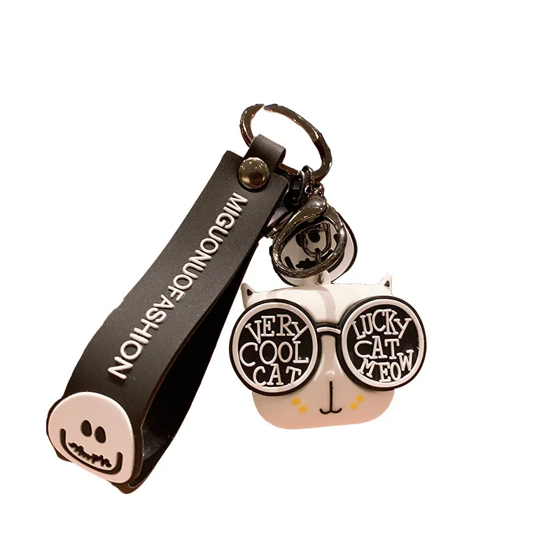 

Cartoon Animal Cool Cat The Silicone 3D Doll Creative Keychain Couples Gift Car Bag Cute Pendant Girls Charm Jewelry Keyrings