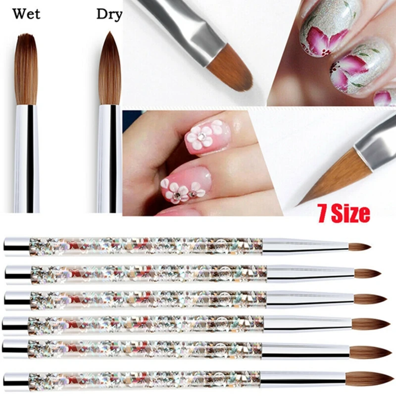 

Acrylic Nail Art Nylon Hair Nail Brush Glitter Handle Manicure Nail Drawing Uv Gel Carving Pen Crystal Acrylic Manicure Tools