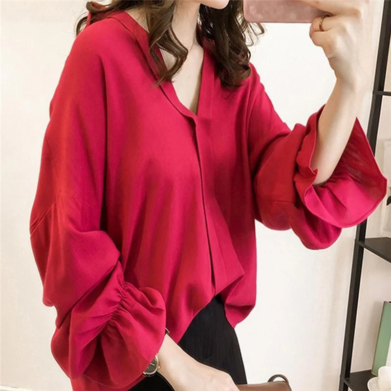 Новинка 2019 осенние Рубашки для женщин одноцветные повседневные офисные женские