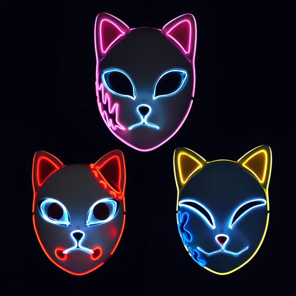 

Demon Slayer LED Mask Tanjirou Mask Cosplay Anime Sabito Kamado Makomo Cute Light Masks Costume Mascaras Halloween Party LED