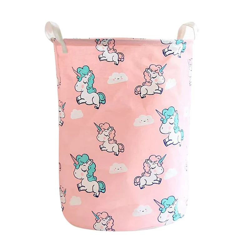 PK 35*45 см Новая корзина для хранения единорога для игрушек тканевая печатная розовая корзина для детской Складная Прачечная Корзина - Цвет: PK