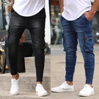 Мужские зауженные джинсы для мужчин модные большие Боковые карманы зауженные джинсы для мужчин брюки в стиле хип-хоп высокого качества брюки карандаш с молнией