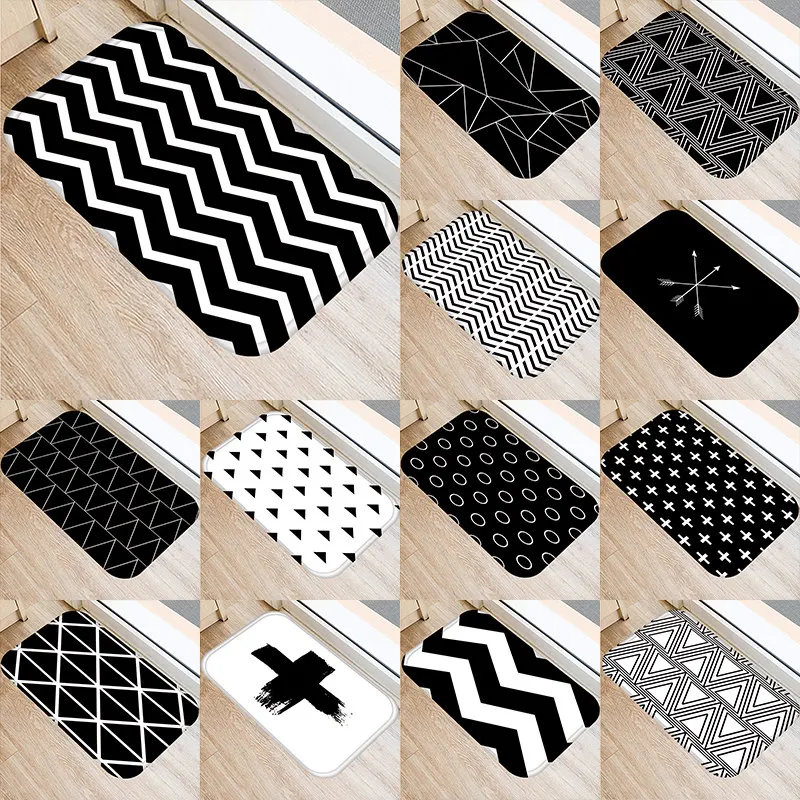 Скандинавский черный геометрический вход для кухни 40*60 см дверной коврик