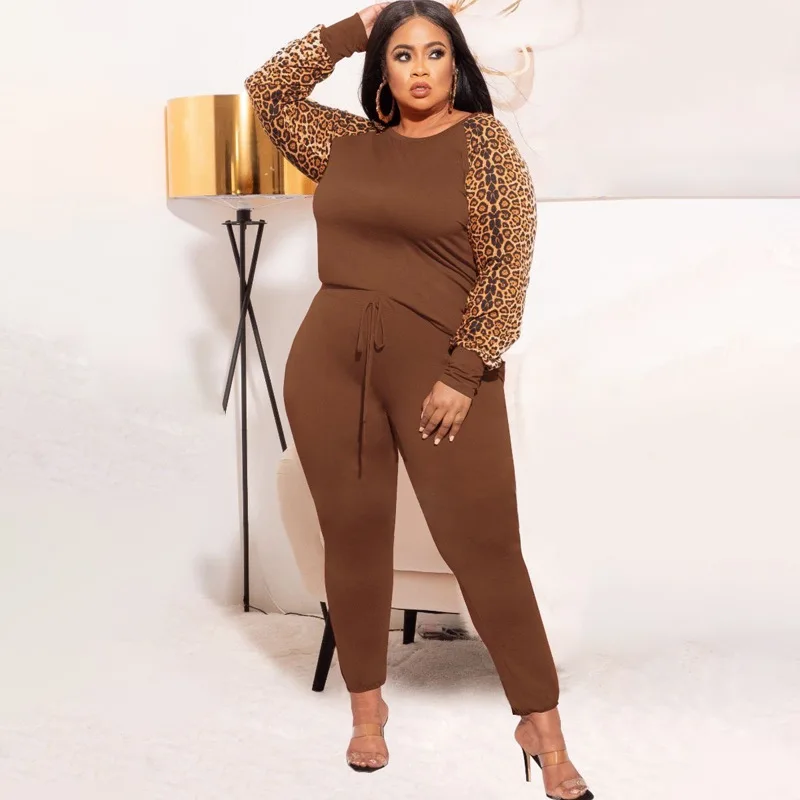 Женский костюм-двойка с леопардовым принтом размеры до 5XL |