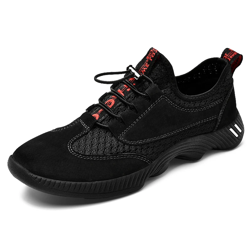 

Men Leather Sneakers Leather Mesh Casual Shoe Shock-absorbing Rubber Outsole Spring and Autumn Man Sports Shoes Size 38-46