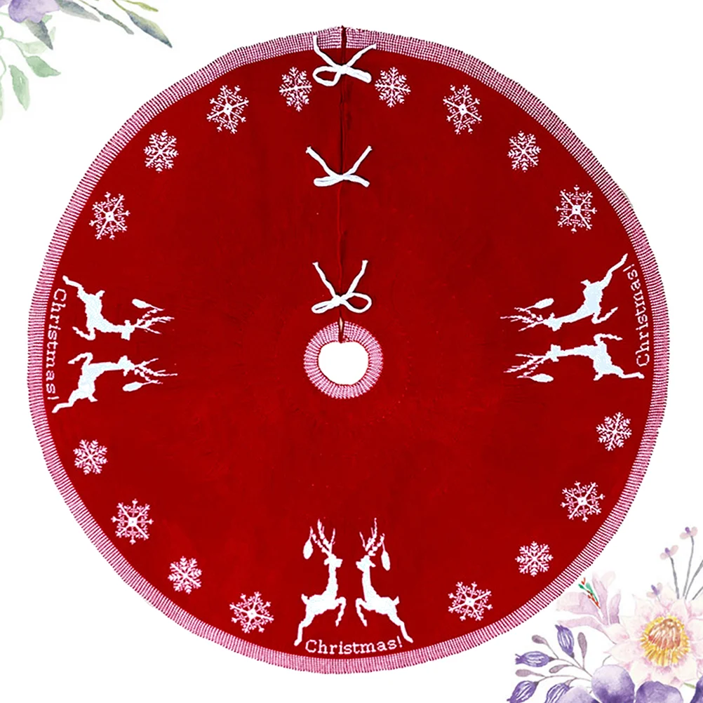 

Knitting Acrylic Carpet Christmas Tree Skirt Xmas Tree Bottom Cover Home Decoration (Red, 95cm)