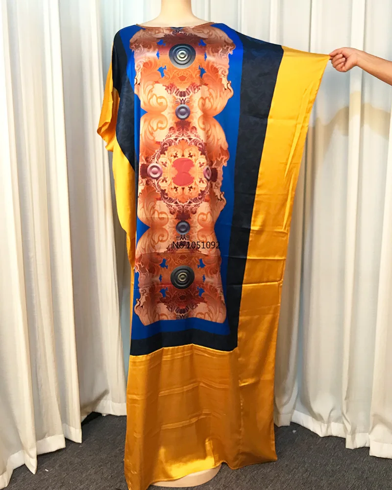 Шелковое платье с принтом Дашики в африканском стиле мусульманское рукавом