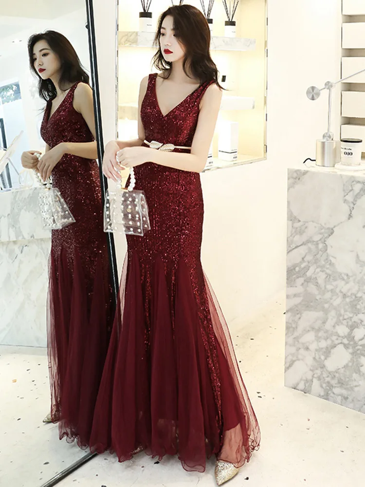 

Queen Chinese Sexy Mermaid Oriental Party Female Cheongsam Stage Show Qipao Dress Elegant Celebrity Banquet Dresses De Festa