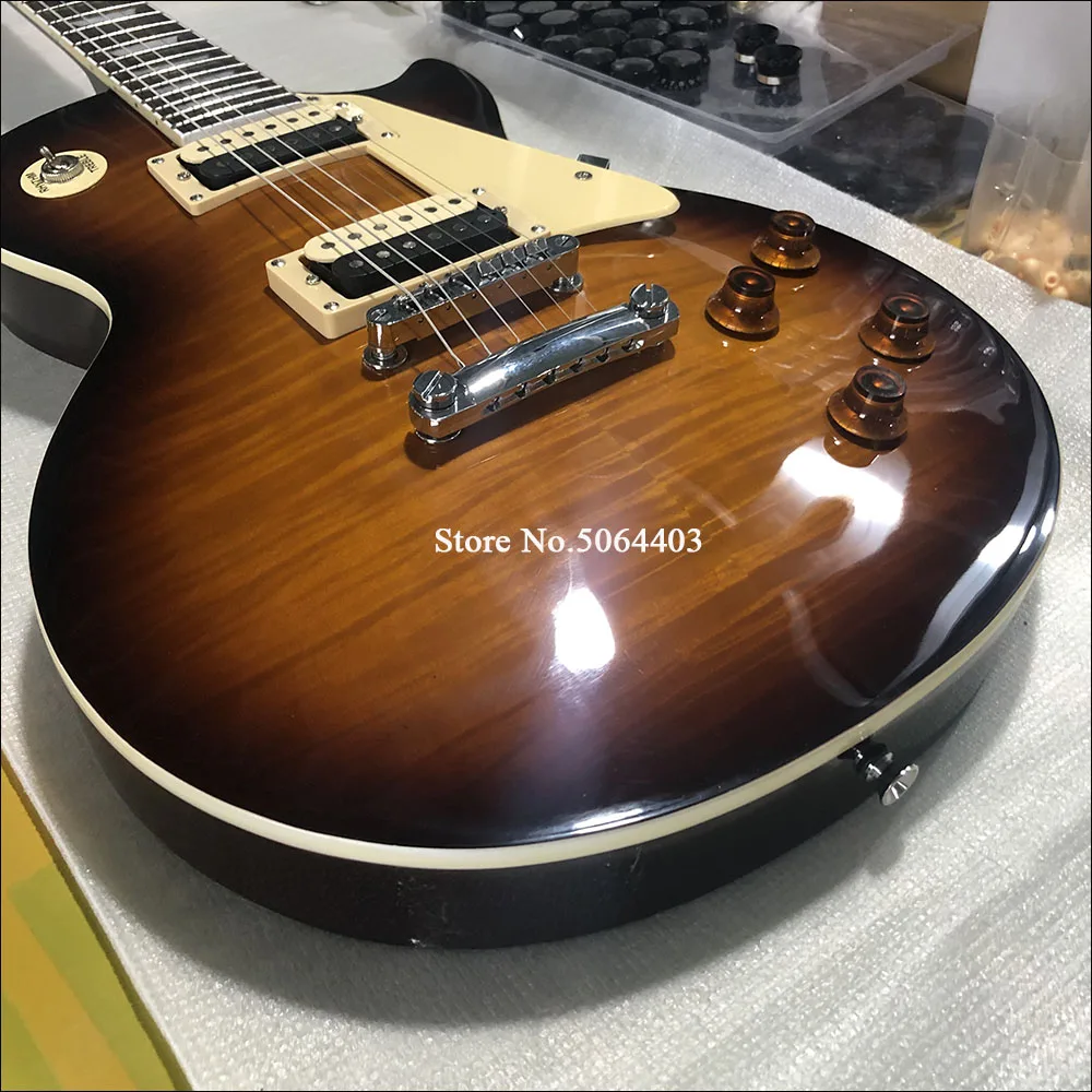 Высококачественная 6 струнная электрогитара солнечный цвет тигр кленовый шпон