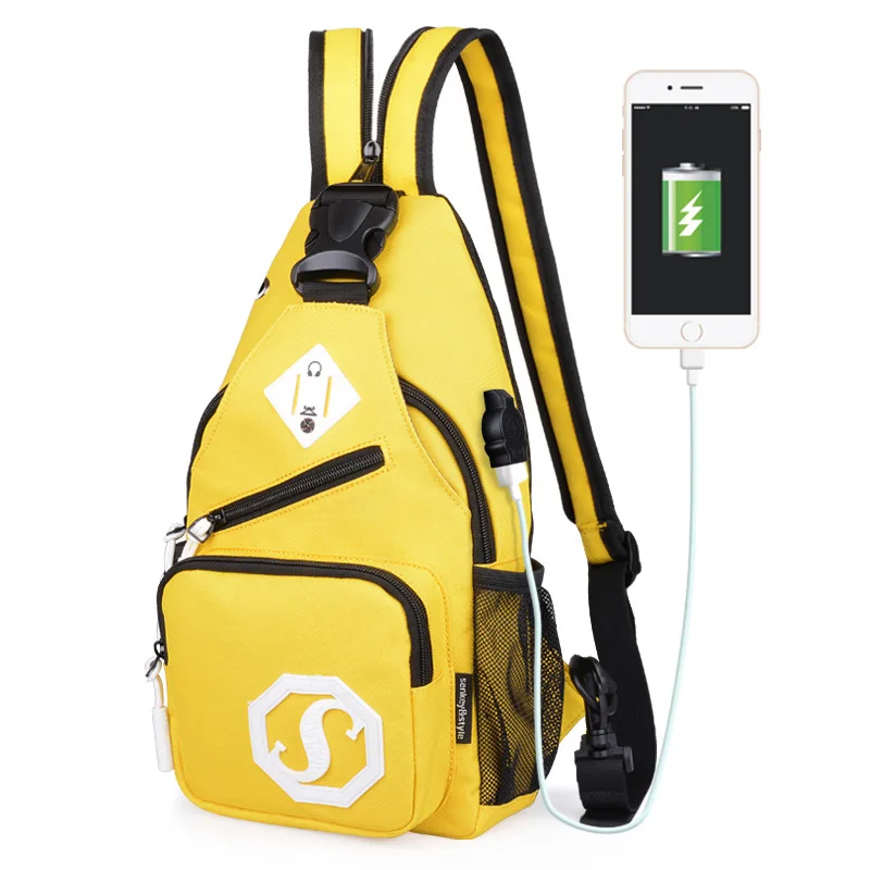 

Cross border shoulder bag dual purpose backpack USB chest bag girl Oxford cloth bag fashion trend messenger bag