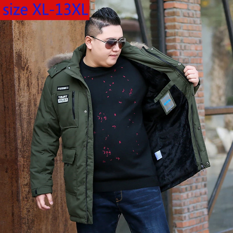 New Fashion high Quality Long Style Men Down Jacket Large Obese Thick Inner Velvet Casual Plus Size XL-10XL11XL12XL13XL |