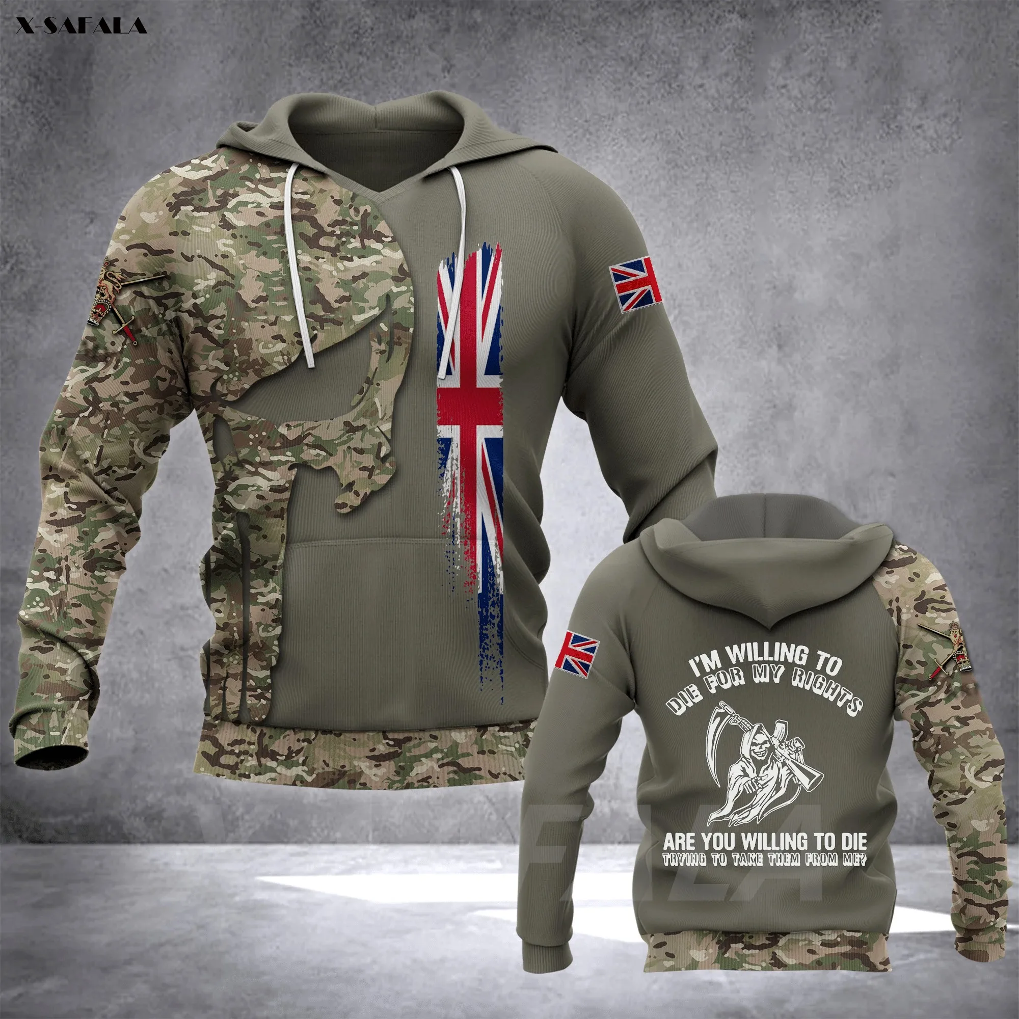 DENMARK Army Veteran Skull Flag 3D Printed Hoodie Man Female Zipper Pullover Sweatshirt Hooded Jersey Streetwear Tracksuits | Мужская