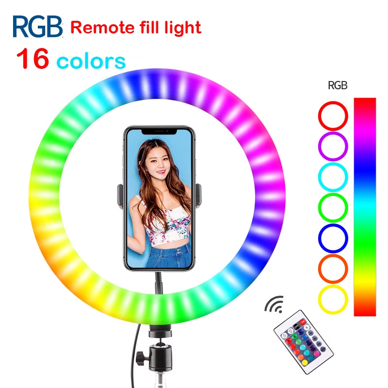 26 см 10 ''RGB кольцевой светильник Беспроводной дистанционный пульт с телефона