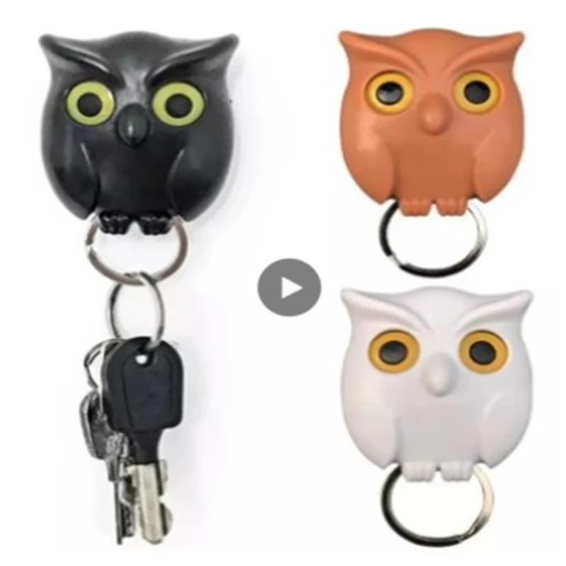 

1PC Night Owl Magnetic Key Hook Old-fashioned Magnet Keychain Decorative Hooks Innovation Door Hanger Home Decor Storage Bag