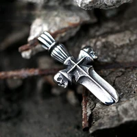 retro gothic skull dagger pendant personality jesus stainless steel cross pendant hip hop motorcycle party pendant necklace