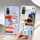 Модный чехол с этикеткой для телефона Xiaomi Redmi Note 10 9 Pro 9Pro Max 9S 10S 8 8T 7, чехол на Redmi9 9C NFC Poco X3 M3 Pro F3, чехол из ТПУ