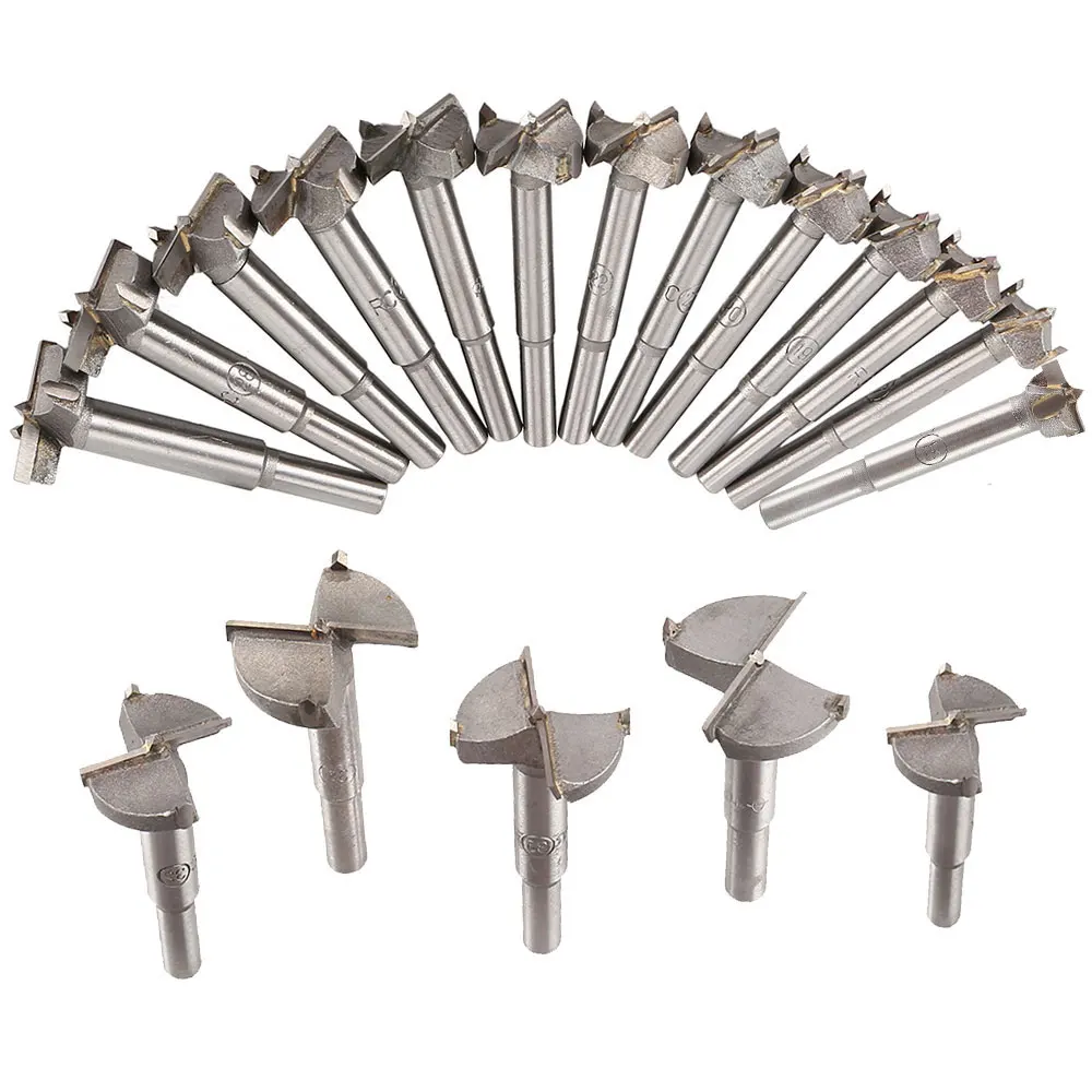 

18pcs 15-40mm Forstner Carbon Steel Boring Drill Bits Woodworking Self Centering Hole Saw Tungsten Carbide Wood Cutter Tools Set