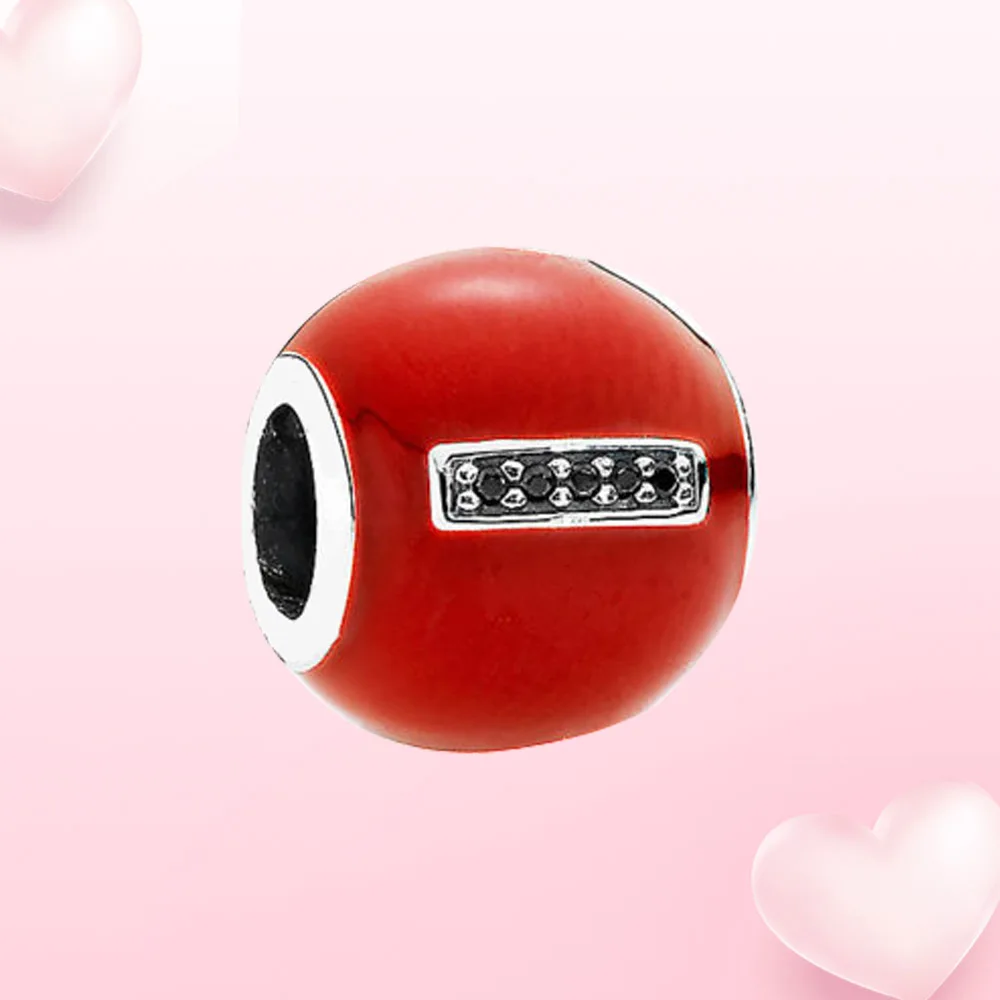 

New 925 Sterling Silver Charm mouse bead Red Enamel Fit Original Pandora Bracelet DIY jewelry for women gift