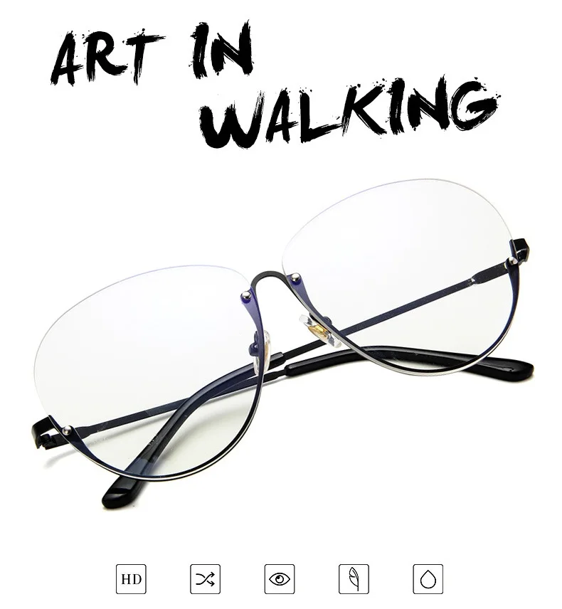 

LONSY Fashion Oversized Metal Endless Glasses Frames Women Retro Eyeglasses Computer Glasses Transparent Optical Glasses