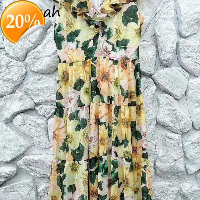 

New 2021 Summer Women Fashion Designer Party Midi Dress Sleeveless Shoes High waist Elegant ladies Slender A-line