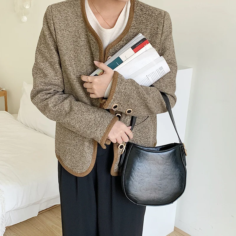 

Fashion Women's Texture Single Shoulder Versatile Ins Korean Portable Bucket Bag