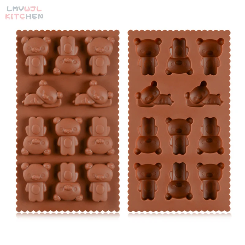 

11 Hole Cute Bear Chocolate Mold Two Forms of Bear-shaped Candy Jelly Silicone Mold DIY Cake Decoration Tools Baking Accessories